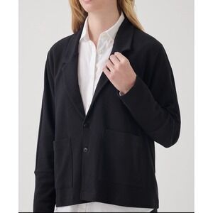 Pact Organic Airplane Blazer Jacket Medium Black Cotton Sustainable Minimalist